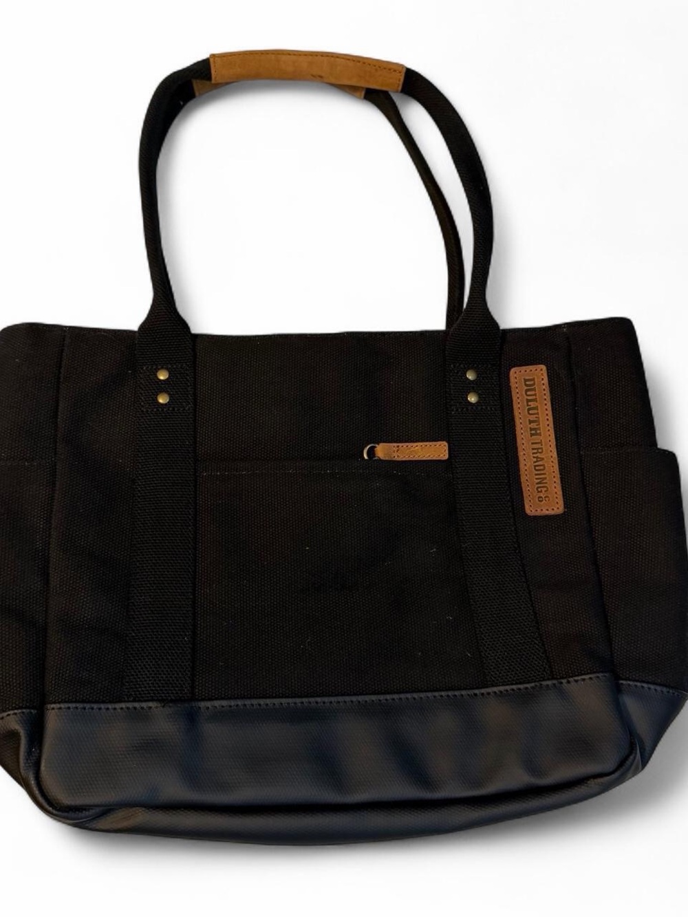 Duluth trading co. Black Canvas Tote Bag with Leather Trim - Picture 3 of 7
